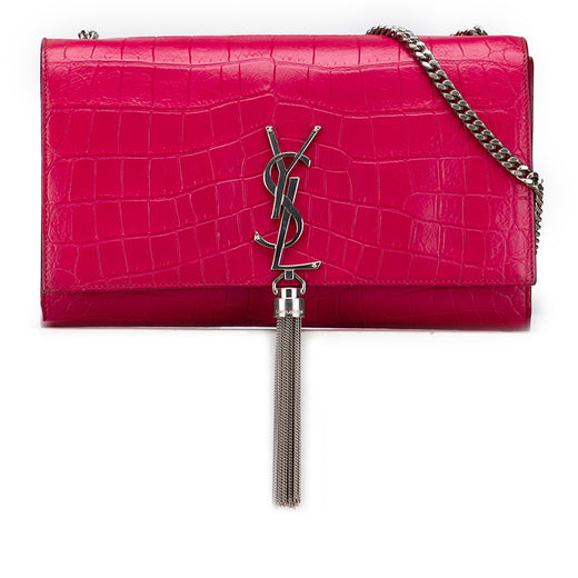 Medium Croc Embossed Leather Kate Tassel Crossbody - Image 1