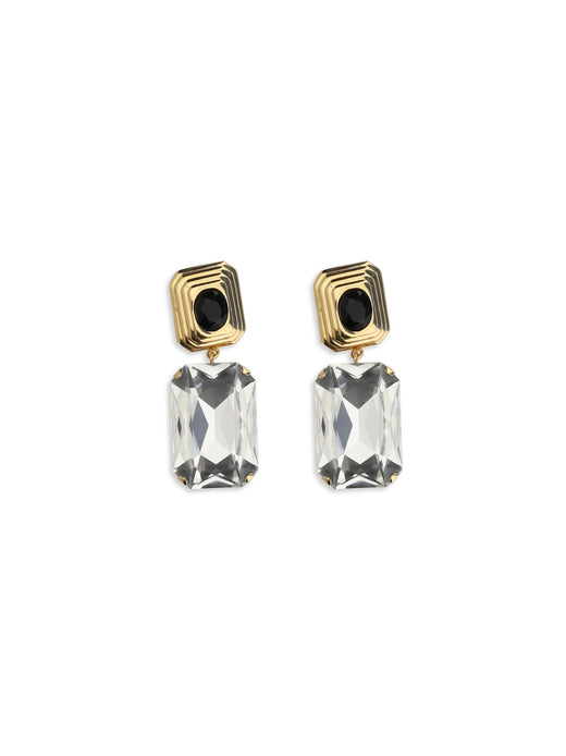 Alessandra Rich Crystal-Drop Clip-On Earrings — Gold Glass; Brass