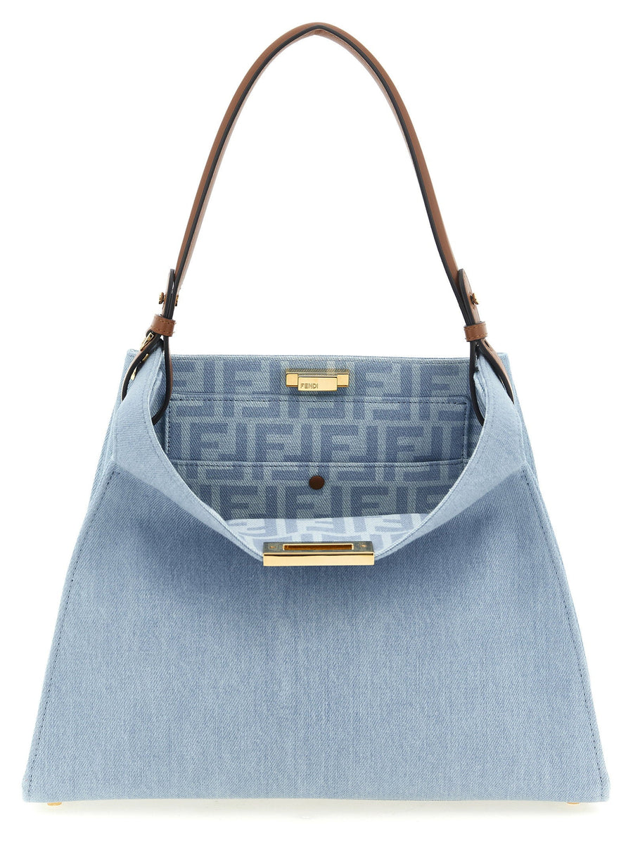 Fendi Denim Trapezoidal Shoulder Bag — Blue Light