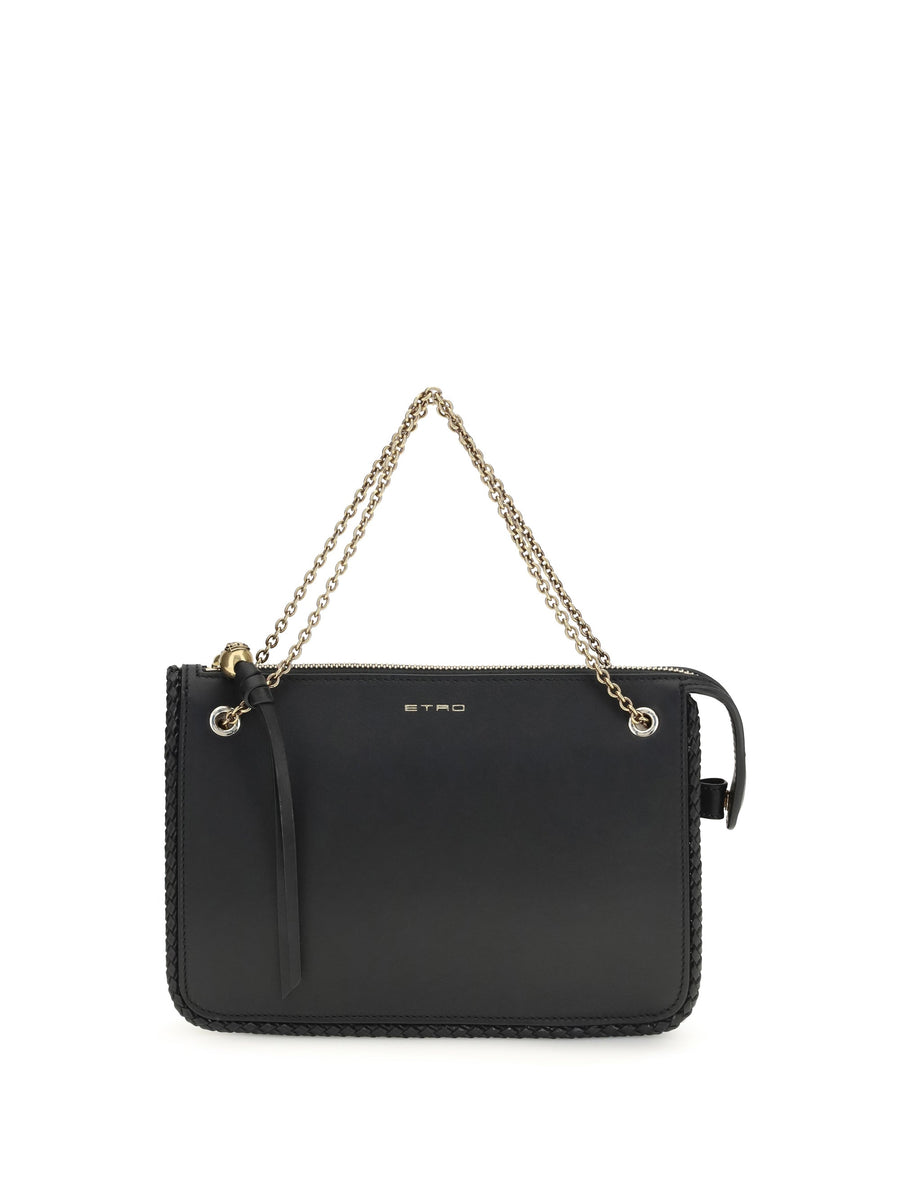 Etro Calf Leather Crossbody Bag — Black Bos Taurus