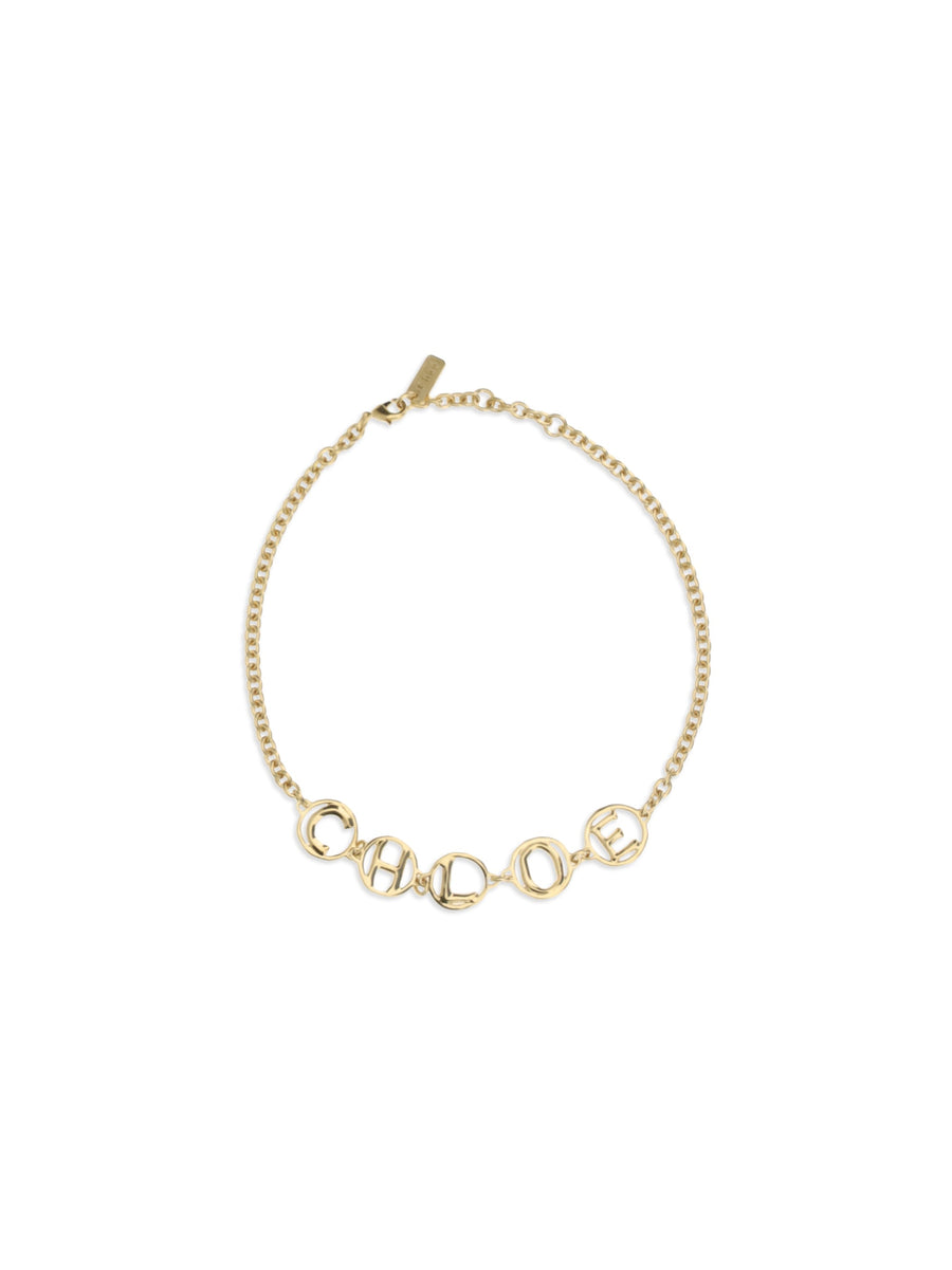 Chloé Script Choker Necklace — Gold Brass Necklaces