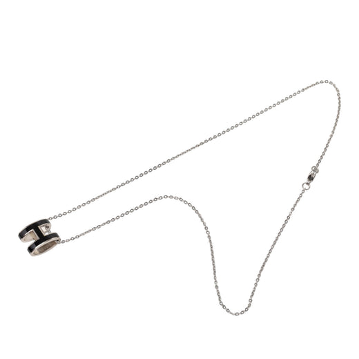 Palladium Plated Enamel Pop H Pendant Necklace - Image 1