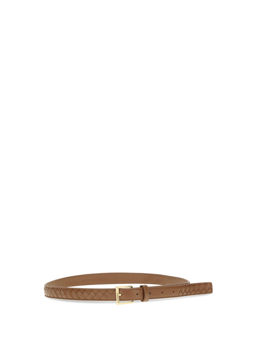 Bottega Veneta Intrecciato Woven Lamb Belt — Brown (ovis Aries)