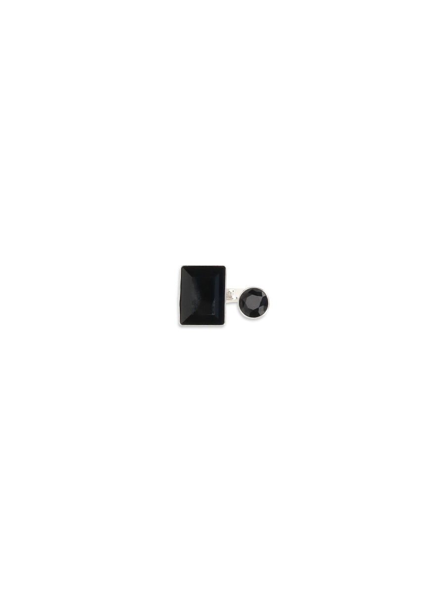 Dries Van Noten Dual-Stone Ring — Black Metal Rings