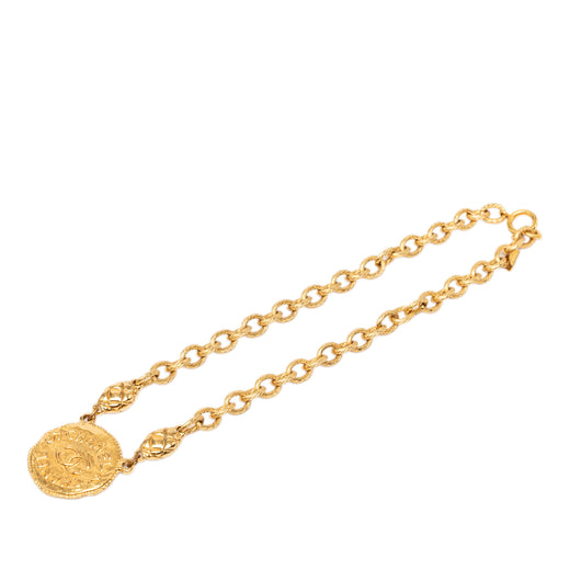 CC Gold Plated Round Pendant Necklace - Image 1