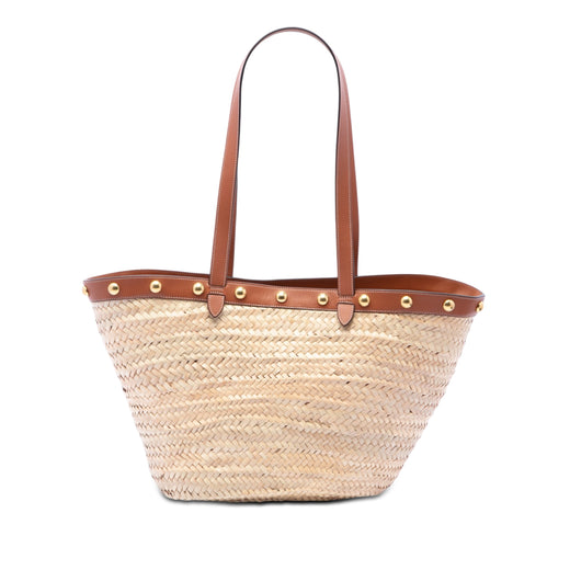 Large Raffia Classic Studded Panier Tote - Image 1