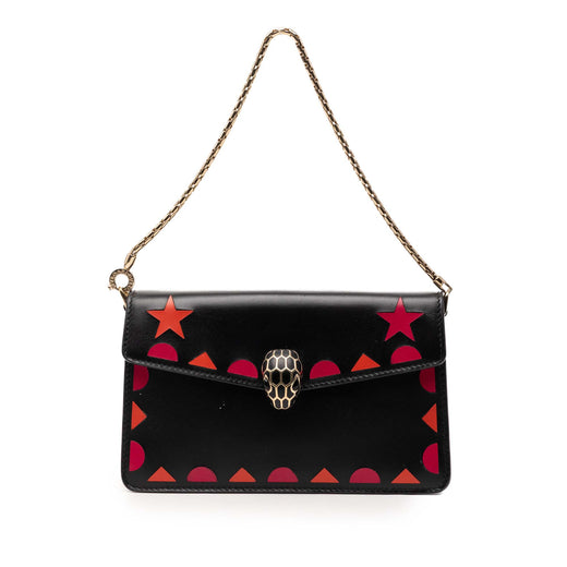Mini Calfskin Geometric and Stars Patch Serpenti Forever Clutch with Chain - Image 1