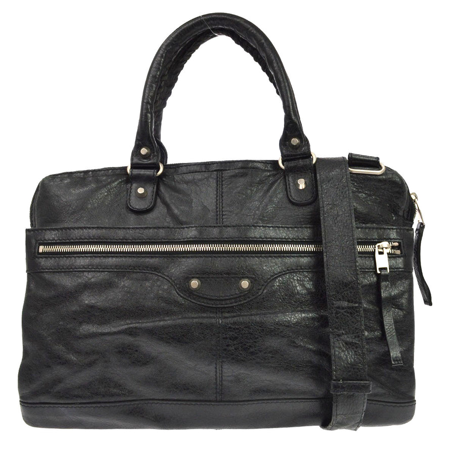 Balenciaga Mini Folder Leather Black Bag