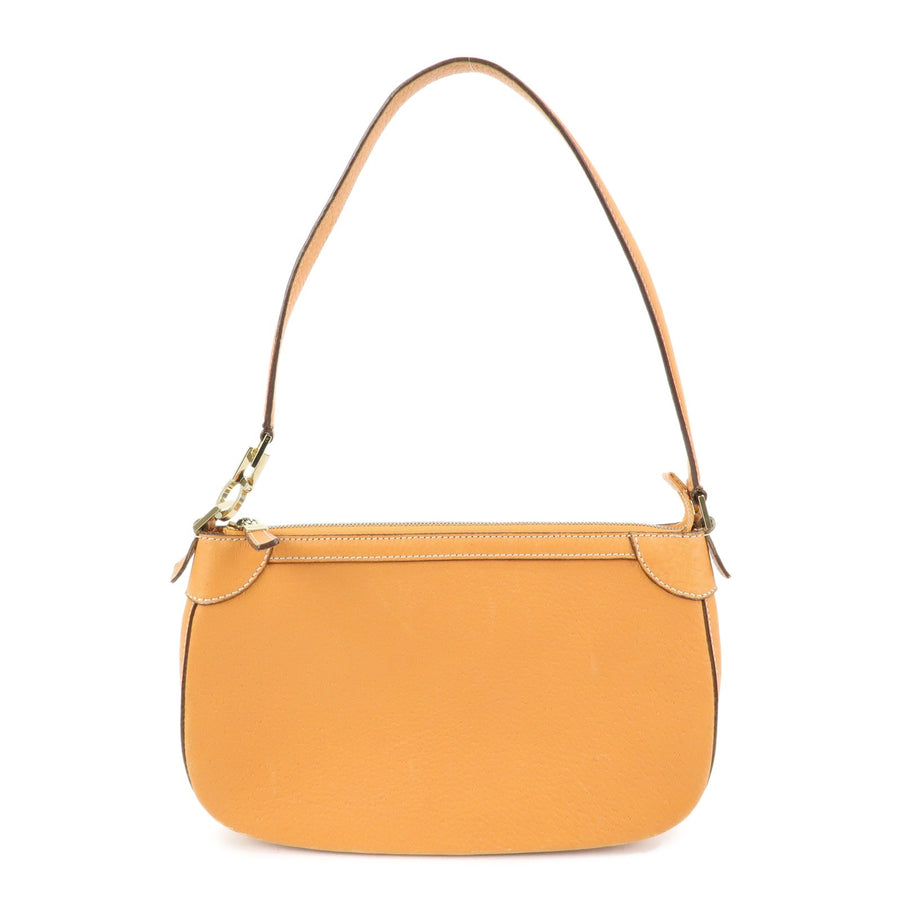 Salvatore Ferragamo Gancini Top Handle Leather Orange Bag