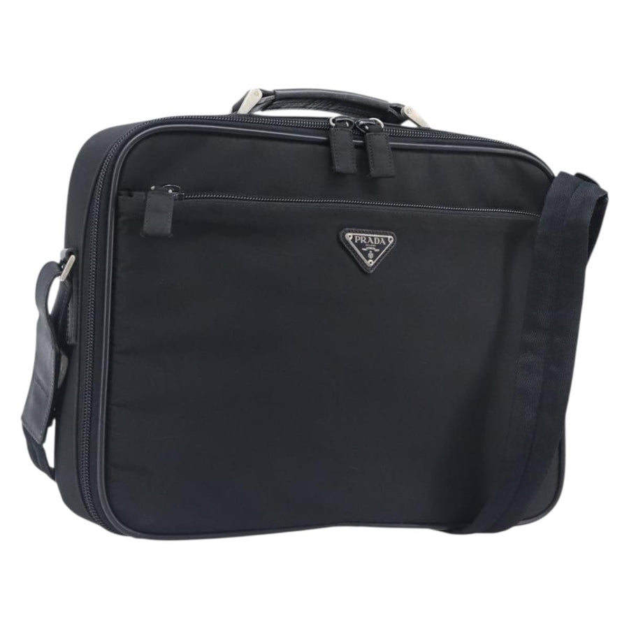 Prada Briefcase Tessuto And Saffiano Leather Black Nylon Bag