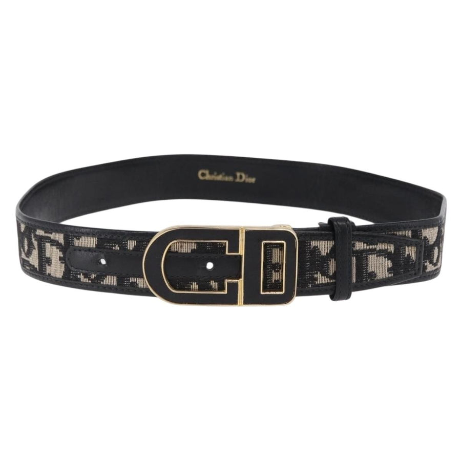 Christian Dior D Buckle Belt Canvas And Leather Navy
