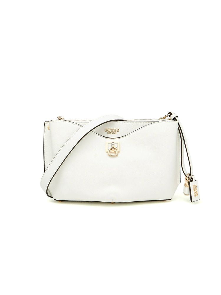 Guess Quilted Polyurethane Shoulder Bag — White