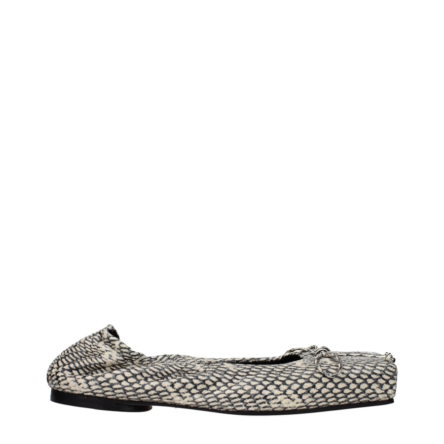 Beige Leather Ballet Flats