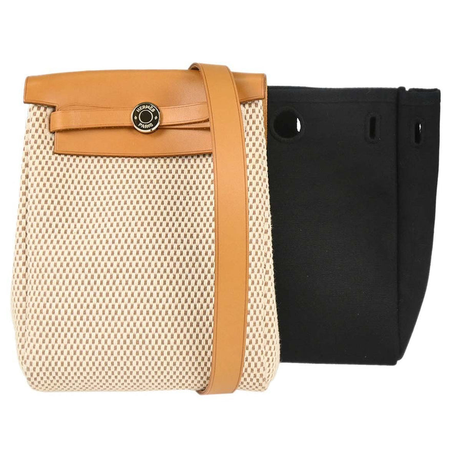 Hermes Herbag Toile And Leather Beige Canvas Bag