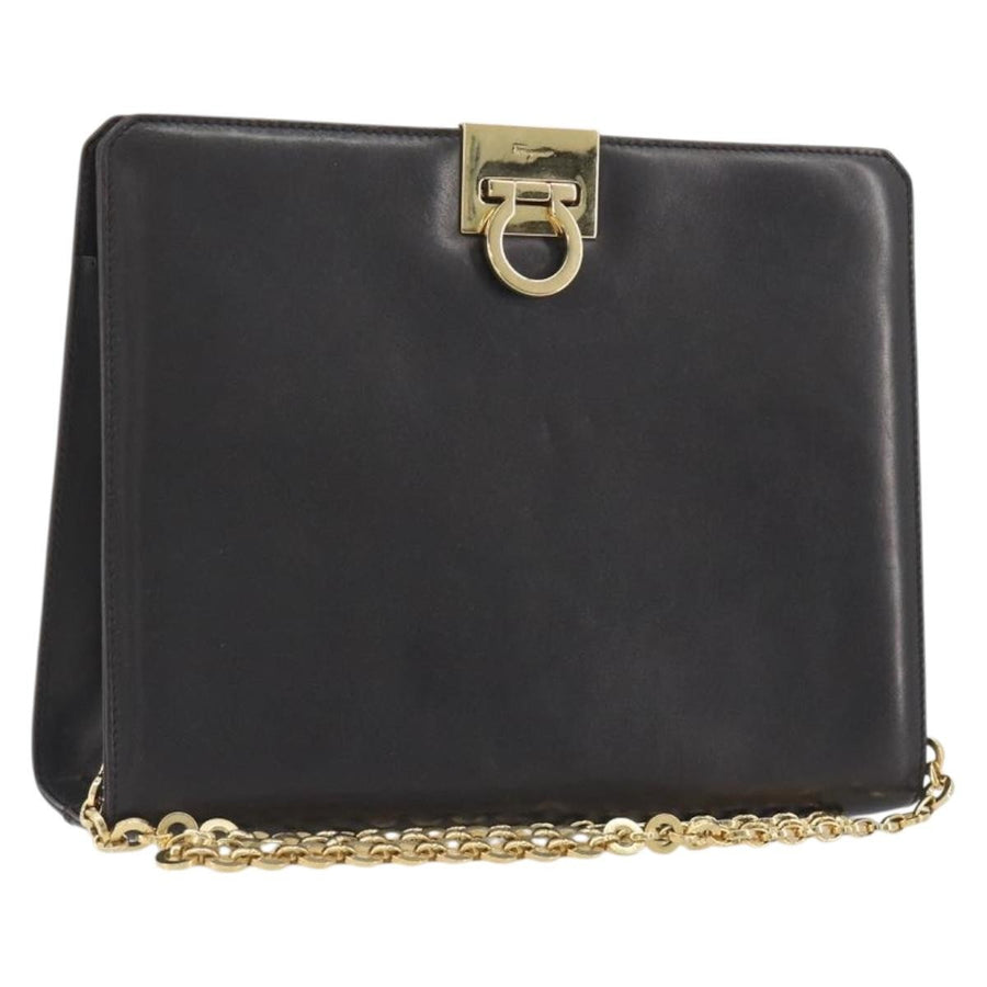 Salvatore Ferragamo Vintage Gancini Chain Leather Brown Bag