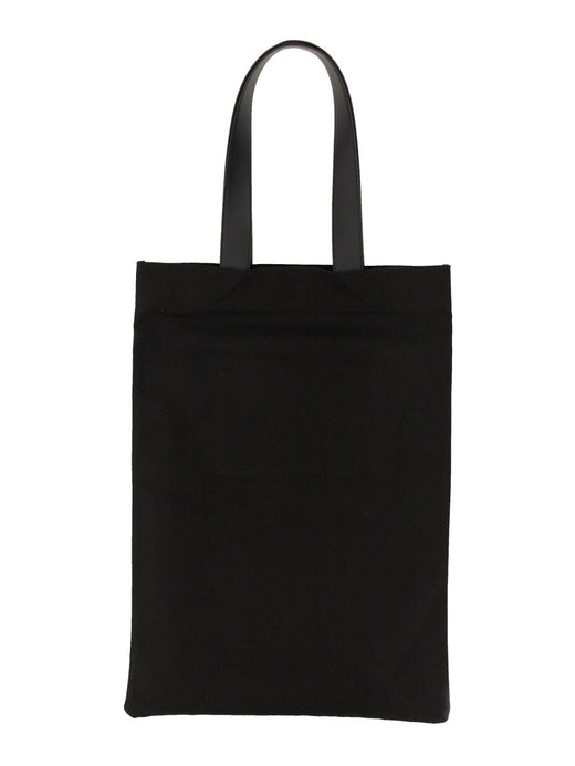 Jil Sander Logo Cotton-Linen Tote Bag — Black