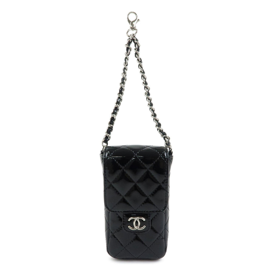 Chanel Cc Chain Phone Holder Quilted Patent Black Patent_leather Bag