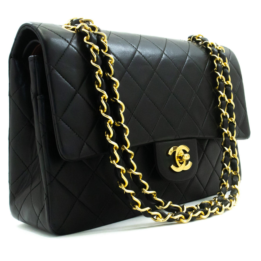 Chanel Timeless - Classic Double Flap Quilted Lambskin Black Leather Bag