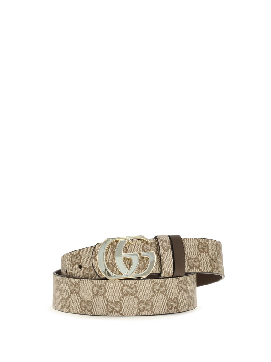 Gucci Gg Monogram Leather Belt — Beige Calf