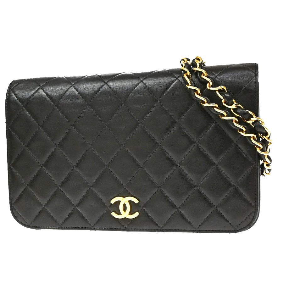 Chanel Cc Full Flap Wallet On Chain Quilted Caviar Black Leather Bag