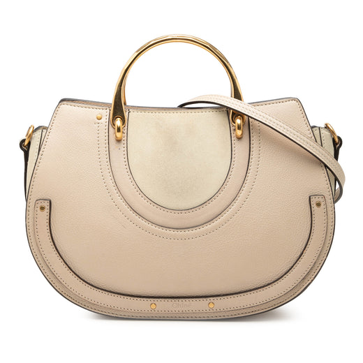 Medium Calfskin Suede Pixie Signature Satchel - Image 1