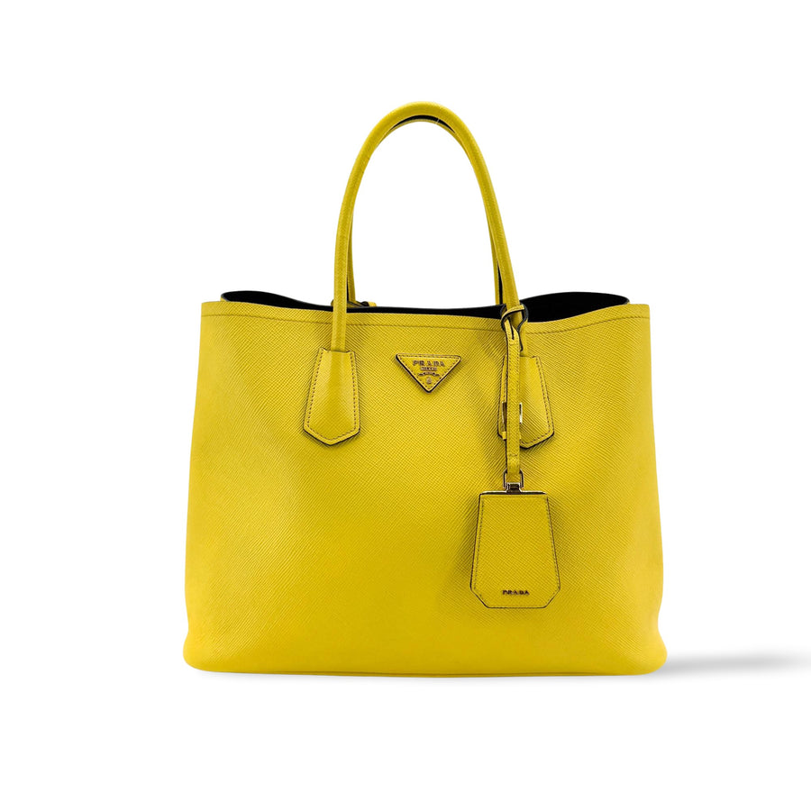 Prada Cuir Double Saffiano Leather Yellow Bag