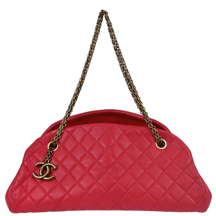 Chanel Just Mademoiselle Quilted Lambskin Red Leather Bag