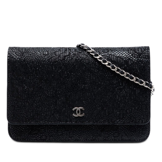 CC Lace Overlay Goatskin Wallet On Chain - Image 1