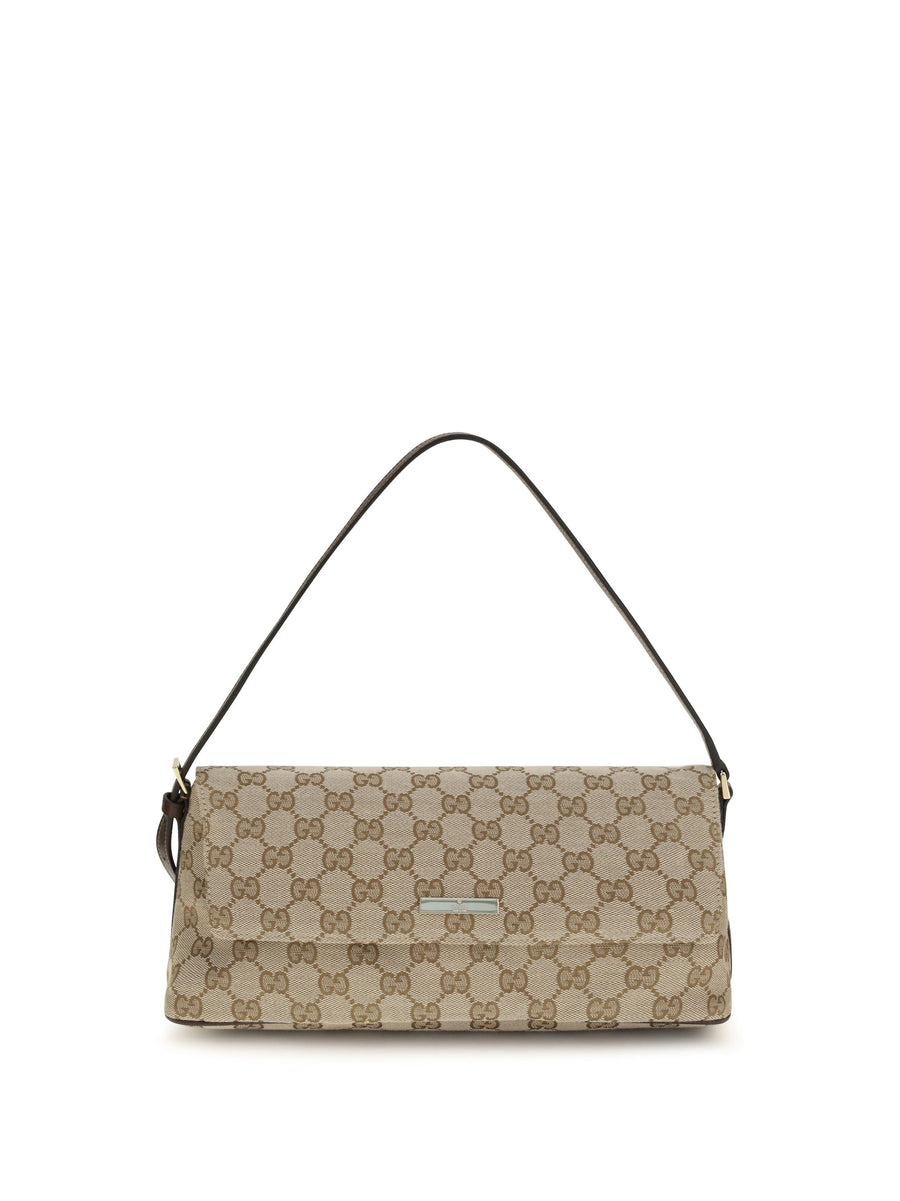 Gucci Gg-Monogram Canvas Shoulder Bag — Beige Polyester; Cotton; Polyamide
