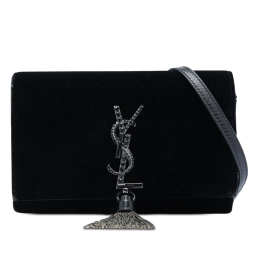 Velvet Crystal Monogram Kate Tassel Wallet on Chain - Image 1