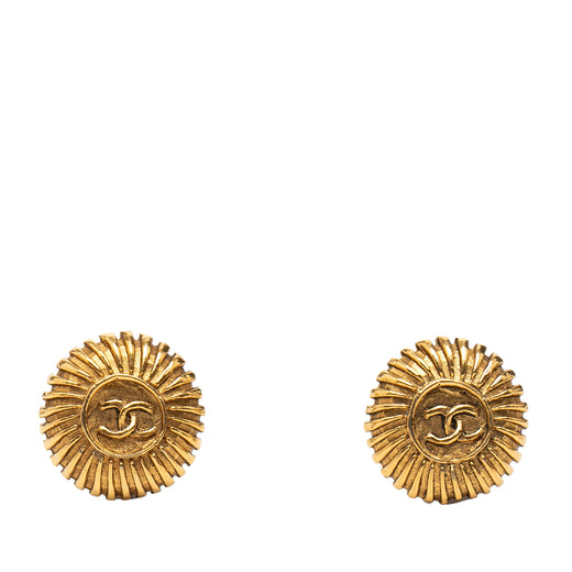 CC Gold Plated Round Clip on Earrings - Image 1
