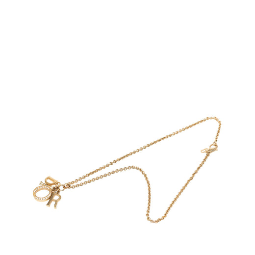 Gold Plated Strass Logo Pendant Necklace - Image 1