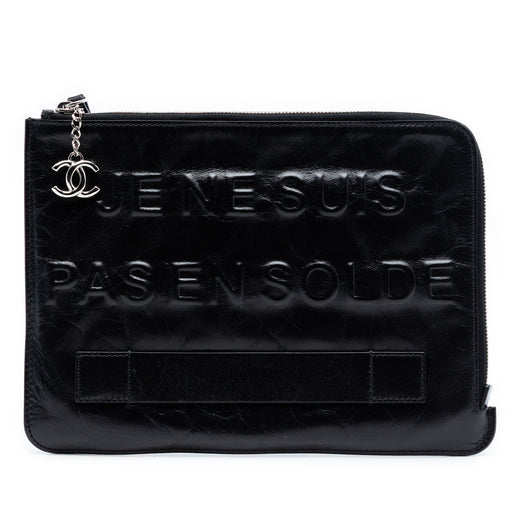 Distressed Calfskin Je Ne Suis Pas En Solde Clutch - Image 1