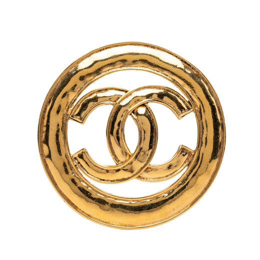 CC Gold Plated Cut Out Round Brooch - Image 1