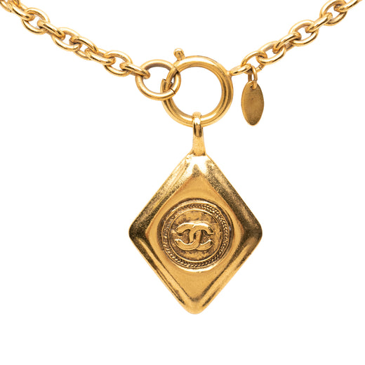 CC Gold Plated Diamond Shape Pendant Necklace - Image 1
