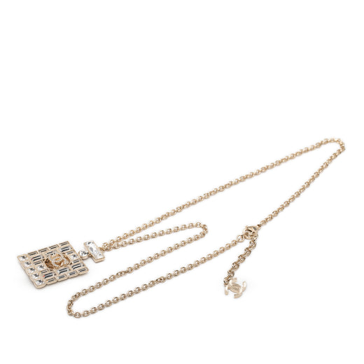 CC Gold Plated Strass Perfume Bottle Pendant Necklace - Image 1