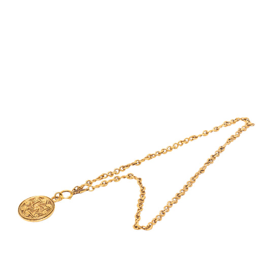 CC Gold Plated Medallion Pendant Necklace - Image 1