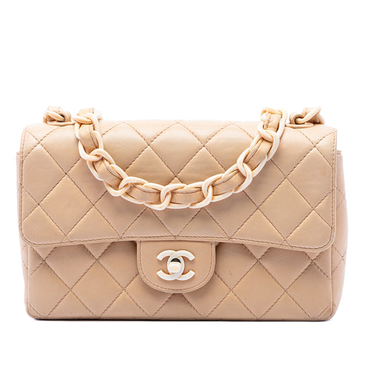 CC Quilted Lambskin Resin Chain Single Flap - Image 1