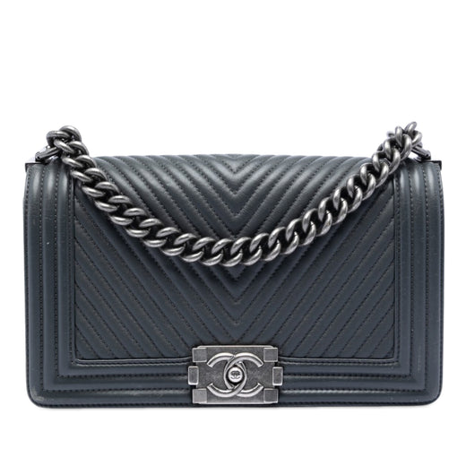 Old Medium Chevron Lambskin Boy Flap - Image 1