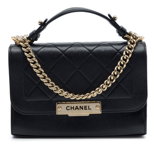 Small Quilted Grained Calfskin Label Click Flap - Image 1