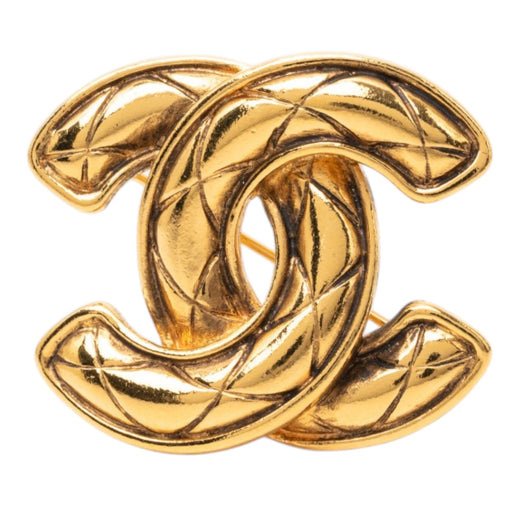 CC Gold Plated Quilted Brooch - Image 1