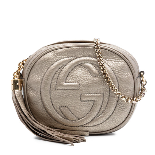 Mini Metallic Pebbled Calfskin Soho Chain Crossbody - Image 1