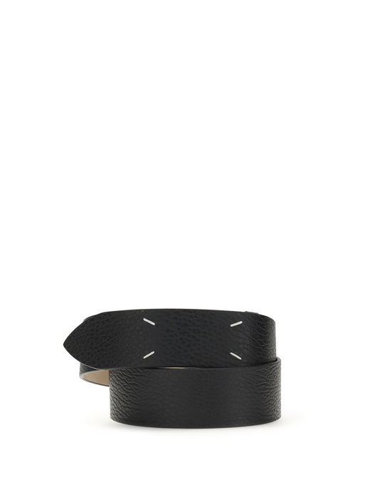 Maison Margiela Four-Stitch Belt — Black Calf Leather
