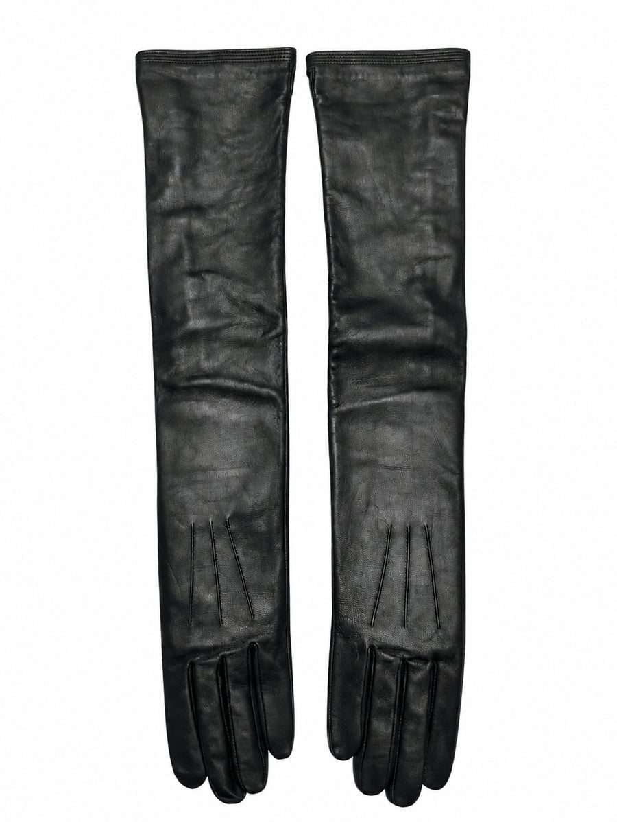 Jean Paul Gaultier Lambskin With Pintuck Detailing Gloves — Black