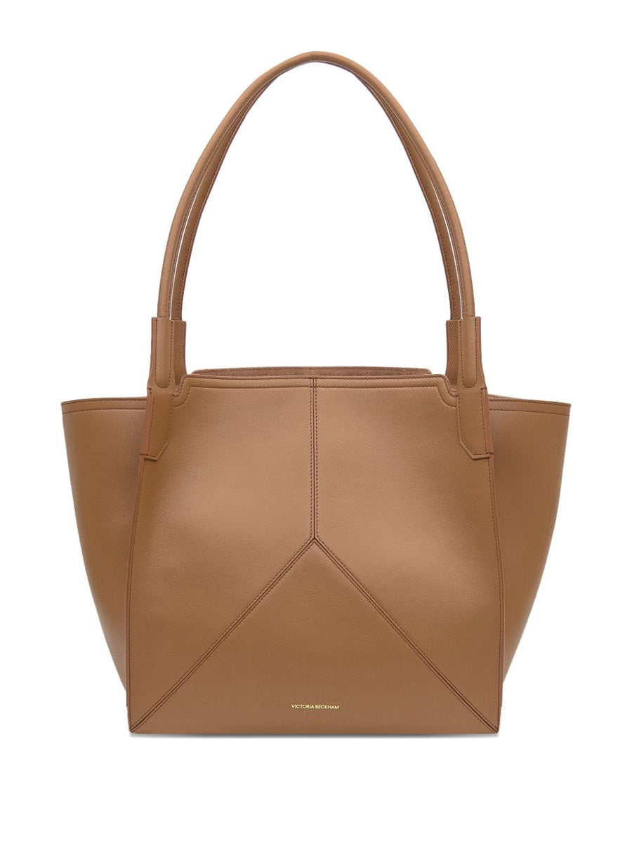 Victoria Beckham Structured Calf Leather Tote Bag — Beige