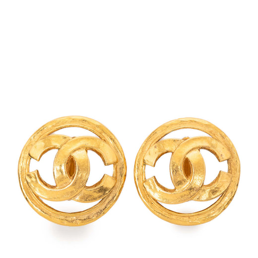 CC Gold Plated Round Clip on Earrings - Image 1