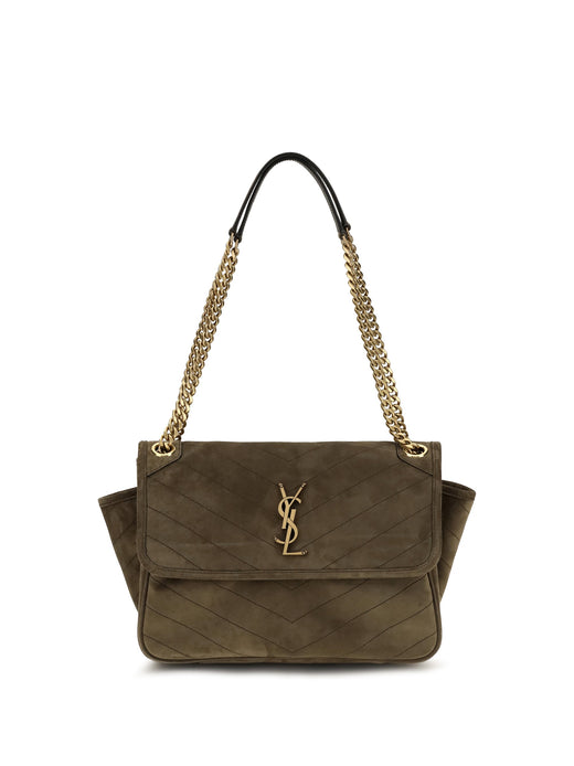 Saint Laurent Niki Tripouch Shoulder Bag — Beige Suede