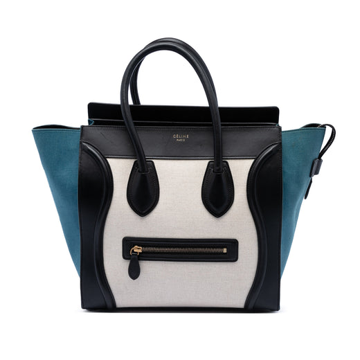 Mini Tricolor Canvas and Leather Luggage Tote - Image 1