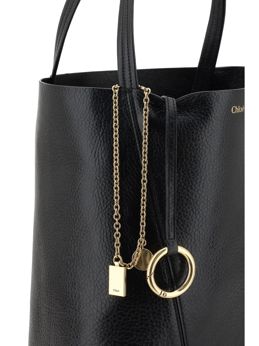 Chloé Spin Shoulder Bag — Black Calf Leather