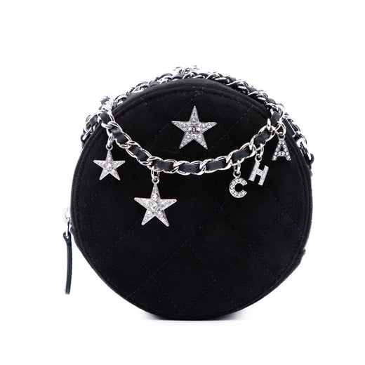 Quilted Suede Cocostellar Round Clutch with Chain - Image 1